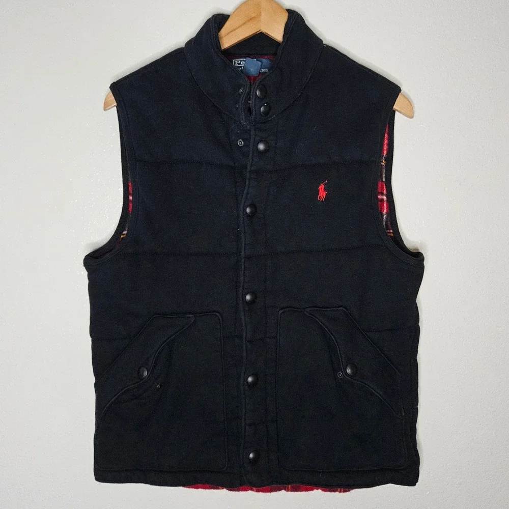 Polo Ralph Lauren Mens Puffer‎ Vest Plaid Lined Interior